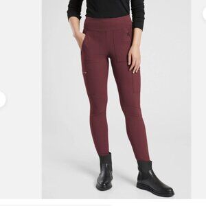 ATHLETA Headlands Hybrid High Rise Cargo Legging Maroon Size 2